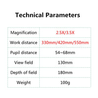 Medical 2.5X 3.5X Headband Binocular Loupes Magnifiers E.N.T. Examinations